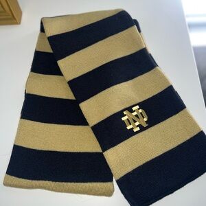 Gold and Blue Striped Knitted Scarf with Logo